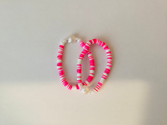 Pink Seashell Clay Beaded Bracelet